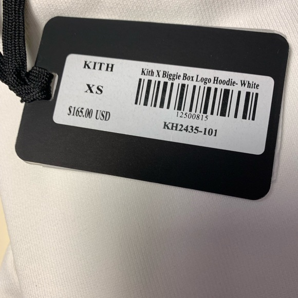 Kith X Biggie Box Logo Hoodie XS White Sweatshirt - Picture 3 of 11